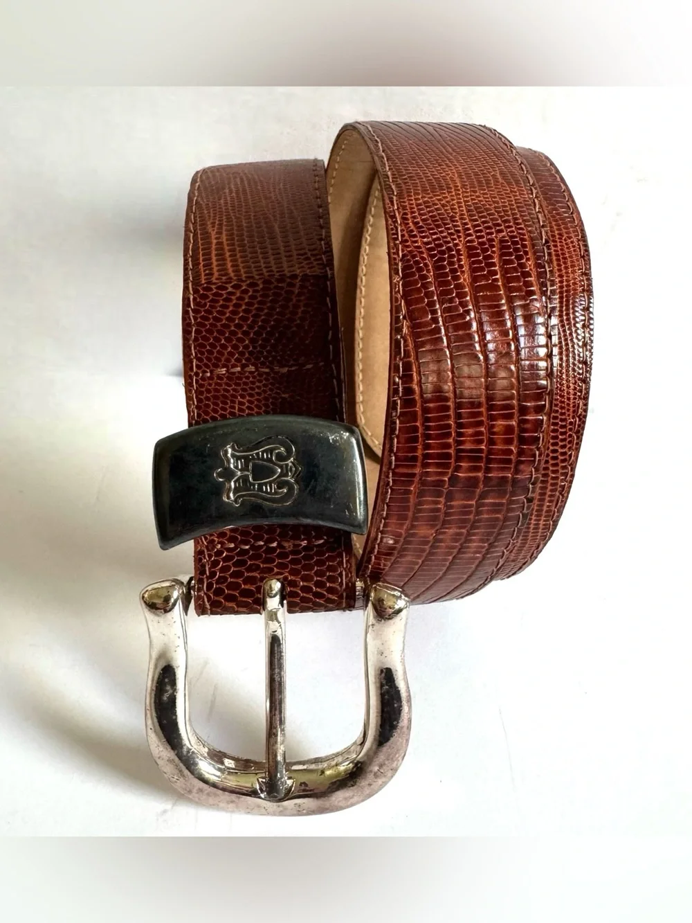 Brooks Brothers Brown Genuine Lizard Leather Belt M Preppy Classic Western